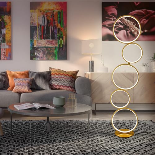 Modern Creative Bubble Dimmable LED Floor Lamp for Home & Office (Gold) | 46'' Standing Lamp, 3-Way Dimmable, Aluminum Frame, Metal Base, Energy Saving, 36W, for Bedroom, Living Room - color: Gold