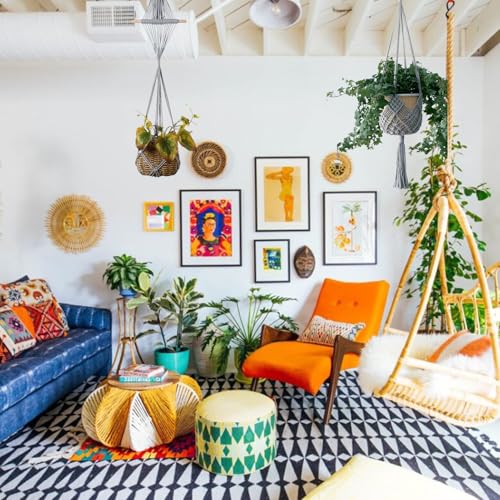 4 Pack Macrame Plant Hangers Indoor Up to 10 inch Pot, Boho Hanging Planters, Plant Holder with 8Pcs Stainless Steel Hooks (4Pcs Gray Hanger) - color: 4pcs Gray Hanger