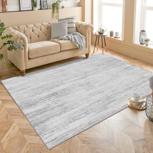 Washable Rug 4x6.5 Area Rugs Low Pile Non Slip Modern | Machine Washable Small Throw Carpet for Bedroom Living Room Office Playroom Floor Indoor Neutral Grey - color: Grey, size: 4' x 6'6" (Rectangular)