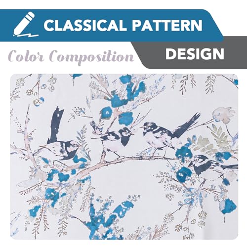 H.VERSAILTEX 100% 암막 꽃무늬 커튼 243.8cm(96인치) 길이 2패널 빈티지 커튼 빛 차단 단열 그로밋 커튼 드레이프 침실 거실용 새 패턴, 블루/블랙 - color: 블루/블랙., size: 52"W x 96"L (Pack of 2)