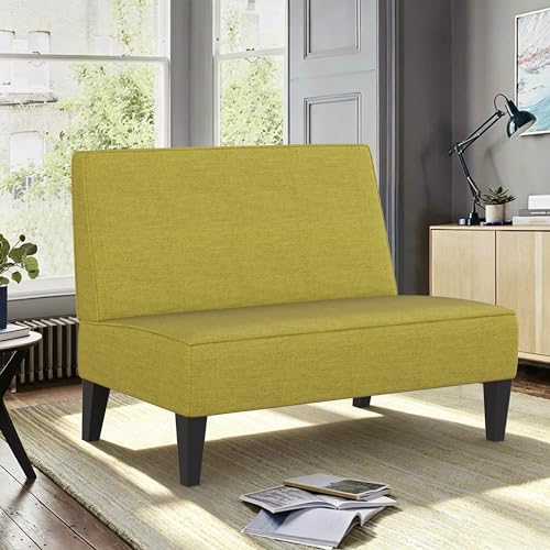 Changjie Furniture Small Loveseat Sofa Upholstered Mini Couch for Small Spaces 2-Seater Sofa Couch with Wooden Legs for Bedroom Living Room (Green) - color: Green