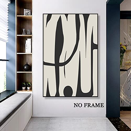 Black and White Abstract Line Art Canvas Print Painting Modern Wall Lines Abstract Line Wall Art Black and Beige Poster Modern Minimalist Picture Shapes Illustrations Artwork 16x24inch No Frame - color: A, size: 16"L x 24"W