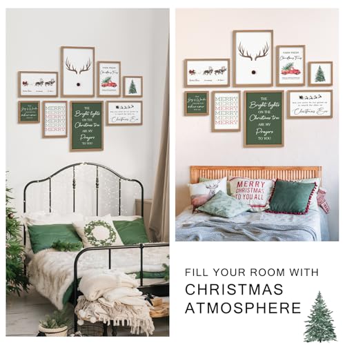 Faccito 8 Set Reindeer Christian Wall Art Framed, Wooden Decor | Religious Quotes Decor for Bedroom Office, Inspirational Scripture Wooden Art, Modern Framed Set for Home Classroom Work - style: Reindeer