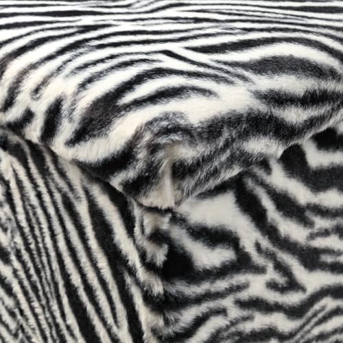 Luxe Faux Fur Storage Ottoman, Zebra Black/White, 30 x 15 x 15 in | Engineered Wood, Tool-Free Assembly, Modern Style, Seat And Footrest - color: Zebra Black/White, size: 30"D x 15"W x 15"H