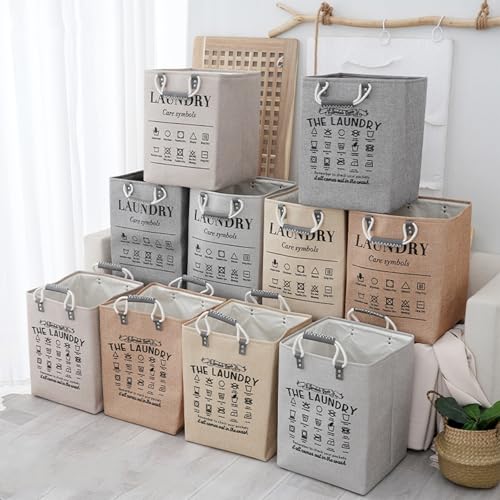 Small Laundry Basket, 50L Foldable Laundry Hamper Organizer with Handles, Fashion Portable Laundry Basket in Bedroom, Laundry Room, Closet, Bathroom, College Dorm (Brown) - color: Brown