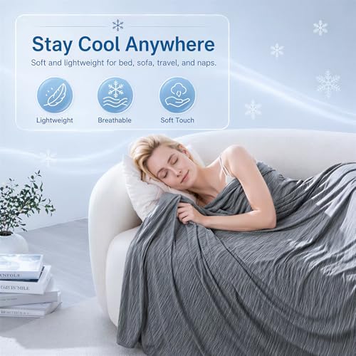 King Size Cooling Blanket for Hot Sleepers - Lightweight Breathable Cool Cold Blanket - Keep Cool for Night Sweats, Soft Thin Ice Blankets for Bed Couch Sofa, (Dark Gray, 90"x108") - color: Dark Gray, size: King-90"x108"