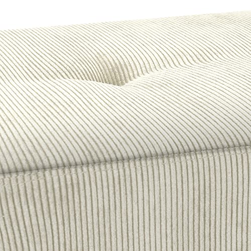 Comfy to go Entryway Bench - Beige Bench for Bedroom, Modern Ottoman End of Bed, Corduroy Padded Benches for Living Room, Foyer, Mudroom, Hallway - 39" L x 14" W x 17" H | Padded Benches for Bedroom, Living Room, Foyer, Mudroom, Hallway, Window, Reading,
