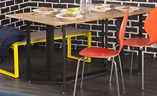 SEI Furniture - Holly & Martin Driness Drop Leaf Table - Oak with Black - Transitional Design, Brown Iron and Wood - Ideal for Dining Room, Kitchen (DN7448) - color: Weathered Oak, Black