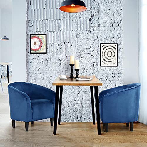 Yaheetech Compact Velvet Accent Chairs Set of 2 for Bedroom, Pagoda Blue | Compact Cozy Barrel Chairs with a Curved Silhouette, Upholstered Furry Armchair for Small Spaces, Living Room Bedroom Corner - color: Pagoda Blue (Velvet), style: without Ottoman
