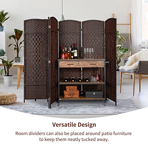 8 Panel Room Divider, 6 FT Wide Folding Screen Room Divider, Brown | Double Hinged Folding Screen Room Dividers for Patio Privacy - color: Brown, size: 8 Panels