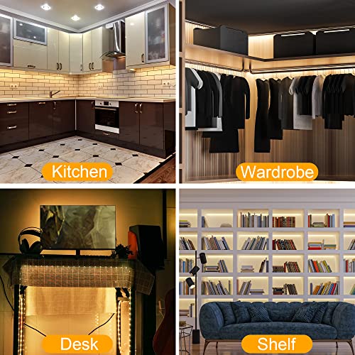 maylit Under Cabinet Lights Plug in, 3 Pcs 12 Inch Ultra Thin Under Cabinet Lighting, Super Bright Warm White Under Counter Lights for Kitchen, Dimmable Light for Cabinet, Counter, Workbench, Desk | Warm White Dimmable Lighting for Kitchen Cabinets, Count