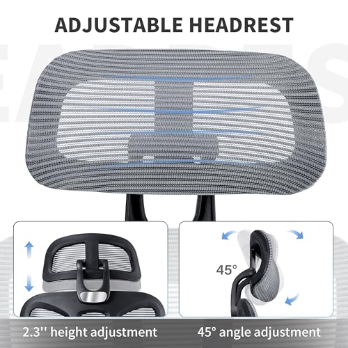 Ergonomic Office Chair with Footrest, 90-135° Reclining High Back Desk Chair with Lumbar Support, 2D Headrest, 4D Armrests, Computer Chair for Long Hours, Dark Grey - color: Dark Grey