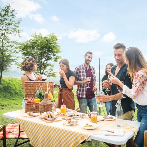 VINGLI 6-Foot Portable Plastic Folding Table,Rectangular HDPE Tabletop Foling Table for Indoor and Outdoor Use with Carrying Handle,White 100 Pack - size: 100 Pack