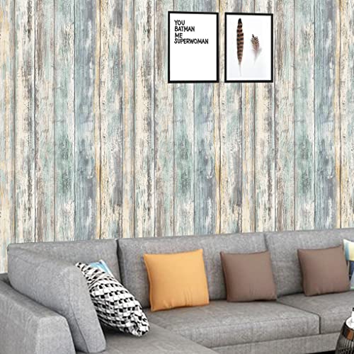 Arthome 23.6x200''Rustic Wood Contact Paper Peel and Stick Self-Adhesive Wallpaper,Decorative Vinyl Film for Furniture Countertop,Easy to Clean Removable Distressed Plank Grain Vintage Wall Covering - color: Blue Wood, size: 23.6" x 200"