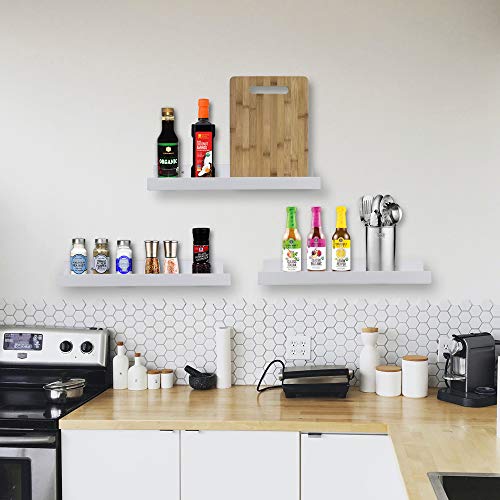 AZSKY 24 Inch Picture Ledge Shelf Floating Shelves Wall Mounted Set of 2 White - color: White, size: 24in set 2