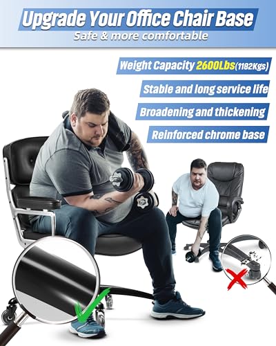 28" Heavy-Duty Office Chair Base Replacement with Wheels (Set of 5), Metal Base with Casters, Total Height: 7.5" (18.9 cm), Compatible with 2" Gas Cylinder - color: Style A-Bundle