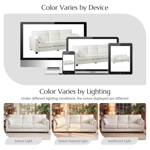 89" Sofa, Chenille 3-Seater Sofa with 2 Pillows, Beige | Easy Assembly, Pocket Spring Cushions, Comfy Modern Small Couch for Living Room, Bedroom, Apartment, Office - color: Beige, size: 89" 3-Seater Sofa