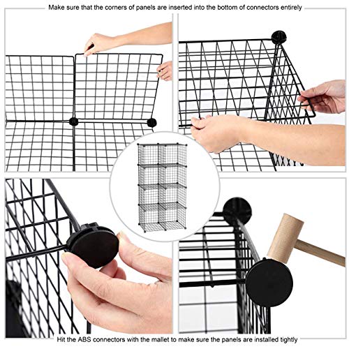 C&AHOME Wire Cube Storage, 8-Cube Organizer Metal C Grids Storage, Storage Bins Shelving, Modular Book Shelf, DIY Closet Cabinet Ideal for Living Room, Home, Office 24.8" L x 12.4" W x 48.4" H Black | Storage Bins Shelving, Modular Shelves, DIY Closet Cab