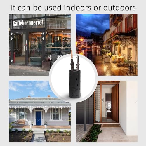 BEWBBAT Metal Umbrella Stand Rack for Entryway, Black Round Free Standing Umbrella Holder Organizer Bin with 3 Hooks for Walk Stick, Home Office Indoor, 17 x 7 Inch