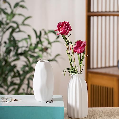 5'' White Ceramic Bud Vases Set of 10,Small Vases in Bulk for Flowers,Mini Vases for Centerpieces,Modern for Floral and Pampas Grass,Boho for Wedding,Party,Table Home Decor - color: 10pcs-01