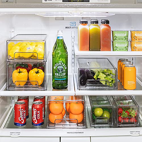 Sorbus Small Wide Clear Storage Drawers (2 Pack) – Stackable Storage Drawers for Pantry, Fridge, or Cabinet – Slide Out Clear Bins with Handles for Organizing - size: 2 Pack