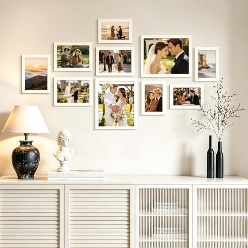 upsimples Picture Frames Set of 10, Including 8x10, 5x7, 4x6 White Frame | Multi Picture Frames Collage Wall Decor, Gallery Wall Frame Set, Gift For Christmas, Mothers' day, Wedding, Dorm, Living Room - color: White