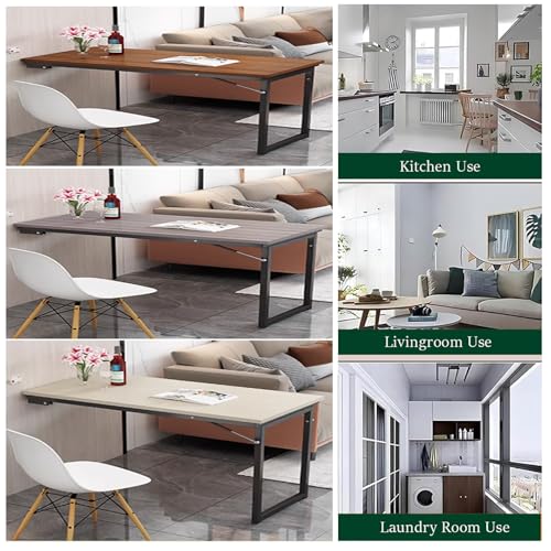 Wall Mounted Folding Table, Solid Wood Floating Desk for Small Spaces, Foldable Drop-Leaf Bar Table, Compact Kitchen Dining & Office Desk 35.4" W x23.6 D x29.5 H - color: 35.4"w X23.6"d X29.5"h, size: Gray B