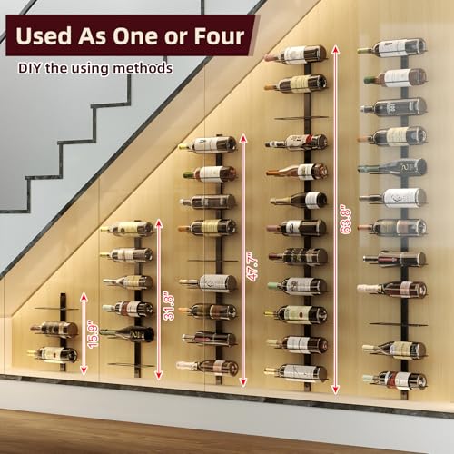 X-cosrack 36 Bottle Wall Mounted Wine Rack, Modular Hanging Wine Rack for DIY Display, Detachable 3 Pack Wine Bottle Holder, Black Metal Storage Rack for Bar, Kitchen, Cellar, Restaurant - size: 3 Pack (36 Bottles)