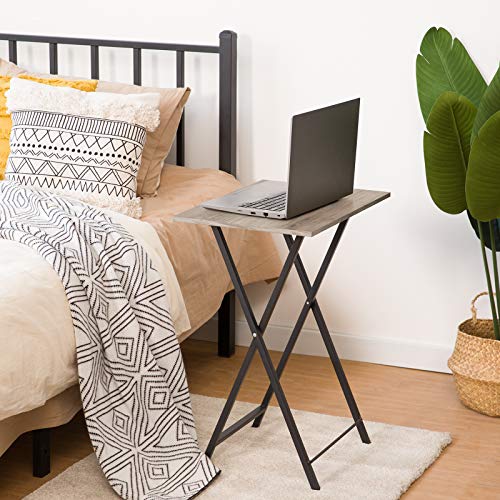 HOOBRO Folding TV Table, TV Tray, Stable Snack Table for Small Space, Portable Sofaside Desk, Easy Assembly and Storage, Ideal for Snacks and Meals in Living Room, Greige and Black BG15BZ01 - color: Greige + Black
