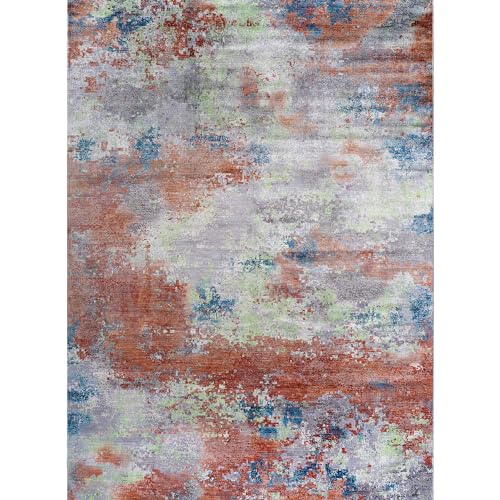 Machine Washable Rugs 8x10 Modern Abstract Non Slip Rubber Backing Soft Area Rug for Living Room Easy to Clean Non Shedding Kitchen for Bedroom Indoor Carpet (Brick - Gray, 8x10) - color: Brick, size: 7'10" x 10' (Rectangular)