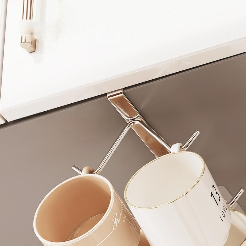 Stainless Steel Cabinet Hook Mug Holder Hanging Coffee Cup Rack for Kitchen Under Cabinets Hangers Organizer Utensil (Small 2 Pack) - size: Small 2 Pack