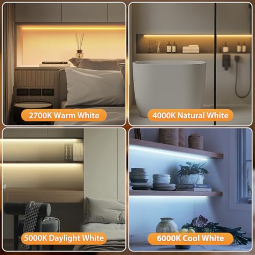 3 Pack 3.3FT Battery Powered LED Strip Lights with Remote Timer, 2700K-6000K Tunable White LED Cabinet Lights, Self-Adhesive Dimmable USB LED Strip Lights with12 Modes for Kitchen Bookshelf Cupboard - size: 3.3FT