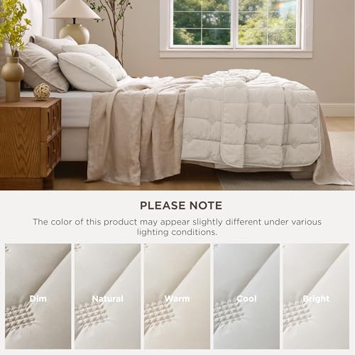 Bedsure King Size Quilt - Prewashed Extra Soft Cotton-Like Polyester Bedspreads King Size, Lightweight Comforter, Includes 1 Quilt 106x96 Inches with 2 Shams, Machine Washable, Beige - color: 03 - Beige, size: King (106" x 96")