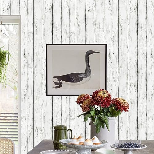 Arthome 17 x 240 inches White Gray,Peel and Stick Wallpaper, Wood Contact Paper, Self Adhesive, Easy to Clean, Vinyl Film for Furniture Countertop, Distressed Plank Grain Vintage Wall Covering - color: White Gray Wood, size: 17" x 240"
