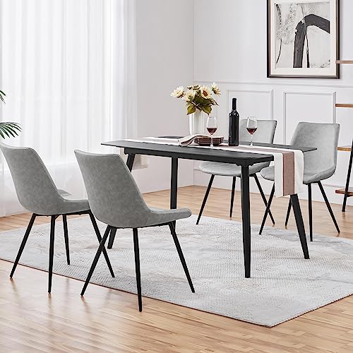 Yaheetech Dining Chairs Set of 4 Mid Century Modern Kitchen Chairs Gray | Faux Leather Upholstered Dining Room Chairs with Metal Legs and Curved Backrest, Armless Side Chairs for Kitchen Living Room - color: Grey, size: Set of 4
