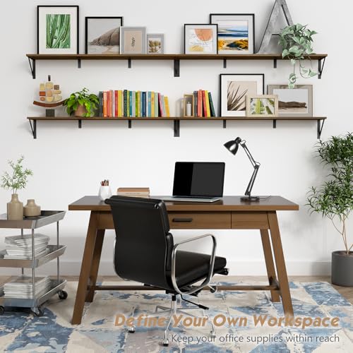 Forbena 48 Inch Floating Shelves for Wall Long Set of 3, Large Wooden Wall Bookshelf for Bedroom Books, Rustic Wood Hanging Bookshelves for Living Room Laundry Closet Kitchen Storage (Dark Brown) - color: Rustic Brown, size: 48“ x 8” Wall Shelf