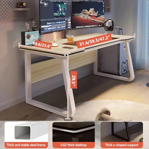 Gaming Desk Computer Writing Table Student Art Modren Simple Style PC Wood Suitable for Home, Office - color: Natural, size: 39.3*19.6