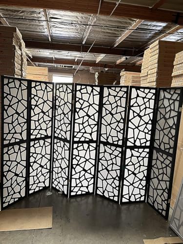 Mosaic Breeze Room Divider, 3-8 Panel (Black, 7 Panel) - color: Black, size: 7 Panel