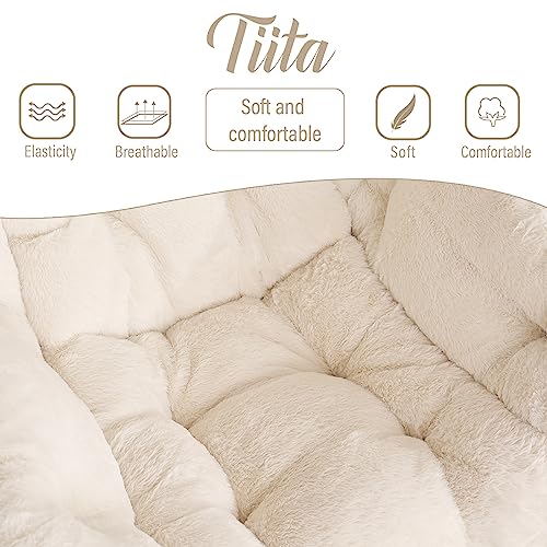 Lazy Chair with Ottoman, Comfy Reading Accent Chair, Plush Beige | Foldable Footrest, Padded Seat and Backrest, Side Pocket for Lounging in Living Rooms, Bedrooms, Dorms and Small Spaces - color: Plush-beige