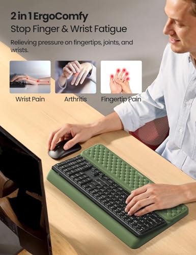 Vaydeer Wrist Rest with Keyboard Stand, Computer Wrist Support Pad, Ergonomic Keyboard Riser Holder Lifter Tray with Wrist Pad, Soft Memory Foam Desk Cushion, Palm Hand Typing for Office Home School - color: Gray, size: Large