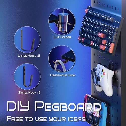 Pamray Small Gaming Desk Rolling Computer Table White | Movable, with Led Lights Power Outlets, with Storage Pegboard and Hook, Sturdy, Suitable for Study Gaming Bedroom Dorm - color: White