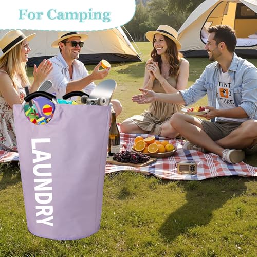 WOOHA 125L Large laundry basket,Collapsible laundry hamper, Tall Clothes Baskets Folding Washing Bin Foldable Fabric Hamper Bags for Bedroom, Closet,Bathroom,College,purple - color: Purple, size: 125L-XXXL