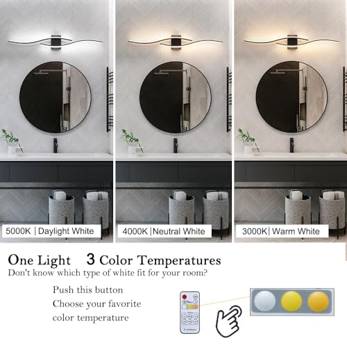 Daunton Hardwired Modern Wall Sconce Set of Two with Remote Control, Dimmable LED Wall Sconces Lighting Set of 2, Large Black Wall Light, LED Wall Lamp for Bedroom Living Room Bathroom 40.5" Length - color: Black, size: 40.5in A hardwired