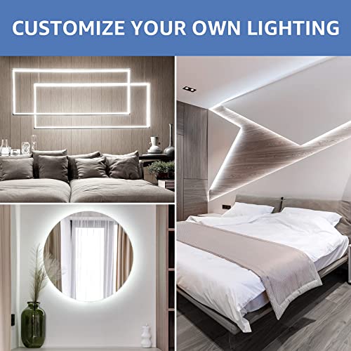 Lepro LED Strip Light White, 16.4ft Dimmable Vanity Lights, 6000K Super Bright LED Tape Lights, 300 LEDs 2835, Strong 3M Adhesive, Suitable for Home, Kitchen, Under Cabinet, Bedroom, Daylight White - size: 16.4 ft