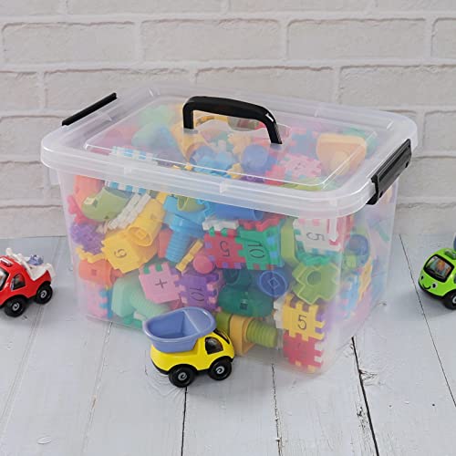 5 Liter Clear Storage Box, 4-Pack Plastic Latching Box with Lid | BPA-Free Plastic, Small Storage Bins, Plastic Storage Container, Dust-Proof Clear Design for Small Items - size: 5 L