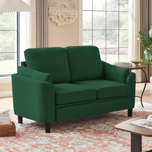 59" Loveseat Sofa, Mid Century Modern Love Seat with Back Cushions, 2-Seat Small Sofa Couch for Living Room Bedroom Small Spaces, Green - color: Green, size: Loveseat Sofa