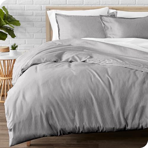 Bare Home Flannel Duvet Cover Set (Twin/Twin XL, Heather Light Grey) | 100% Cotton, Velvety Soft, Heavyweight, Premium Flannel, Double Brushed, Includes Sham Pillow Cover - color: 12 - Heather Light Grey (No Comforter), size: Twin/Twin XL
