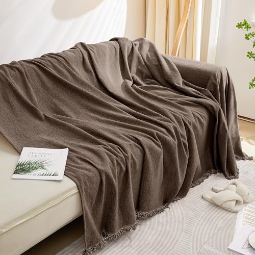 Washable Sofa Covers Love Seat Couch Cover Sofa Slipcover for Reclining Couch 2 Seat,Soft Throws Cover Home Decorative for Living Room, 71" x 102",Dark Chocolate - color: Tassels Edge-dark Chocolate, size: 71"x 102"