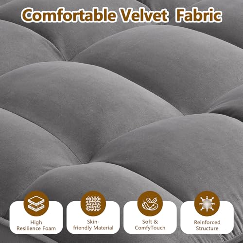 3 In 1 Velvet Convertible Sofa Bed, Pull Out Couch Bed with Reclining Backrest And 2 Pillows, 54" Full Size Loveseat Sleeper Sofa Futon Couch Bed, Couches For Small Spaces, Living Room (Dark Grayโ ) - color: Dark Grayโ
