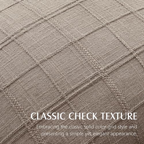 Foindtower Set of 1 Decorative Linen Check Throw Pillow Cover Neutral Farmhouse Vintage Cushion Cover Modern Boho Home Decor for Sofa Chair Couch Bedroom Living Room Outdoor,16×16 Inch,Tan Taupe - color: Savannah Tan, size: 16" x 16" (Pack of 1)